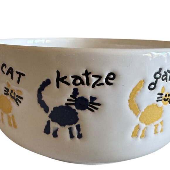 Vintage Waechtersbach Cat Food Water Bowl Ceramic Multiple languages Graphics - Picture 14 of 16